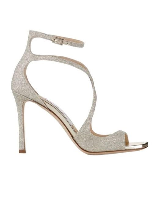 Jimmy Choo Metallic Square Toe Stiletto Sandals