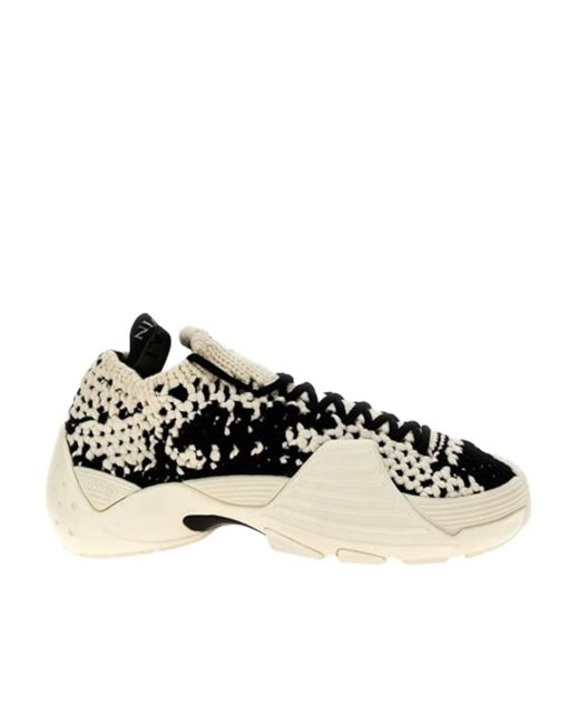 Lanvin Natural Flash-X Crochet-Knit Lace-Up Sneakers
