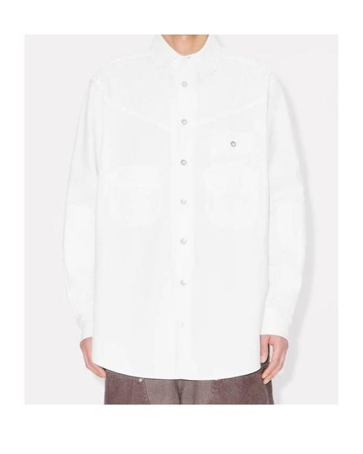 KENZO White Workwear Overshirt for men