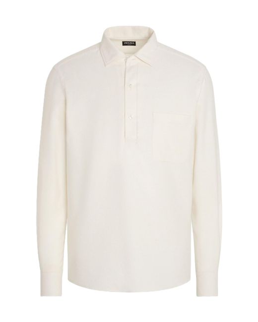 Zegna White Chest-Pocket Polo Shirt for men