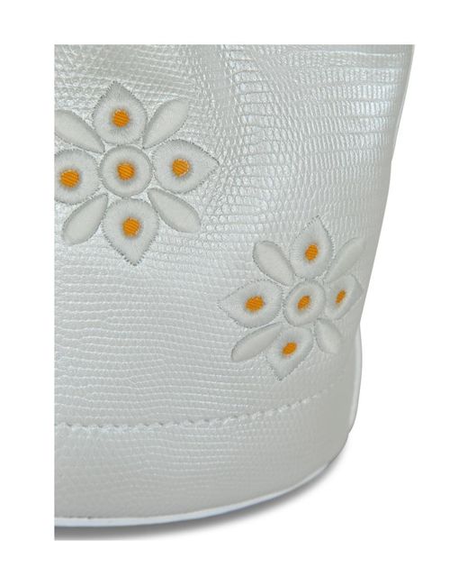 Zanellato White Embroidered Floral Pattern Shoulder Bag