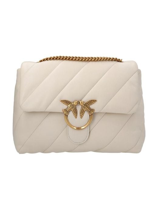 Pinko Natural Love Big Puff Chain-Linked Shoulder Bag