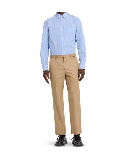 Gucci Natural Cotton Twill Trousers With Web Detail for men