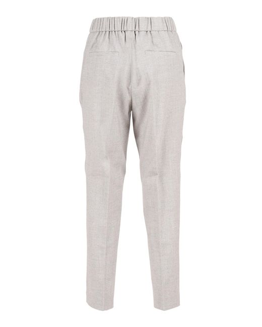 Peserico Gray Elastic-Waist Trousers