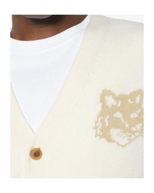 Maison Kitsuné White Maison Kitsuné Long Sleeve Buttoned Jumper for men