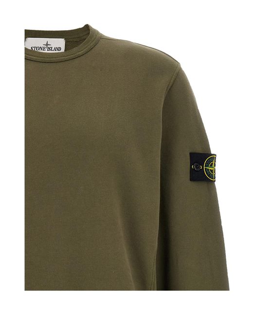 Stone Island Green Logo Patch Crewneck Sweatshirt for men