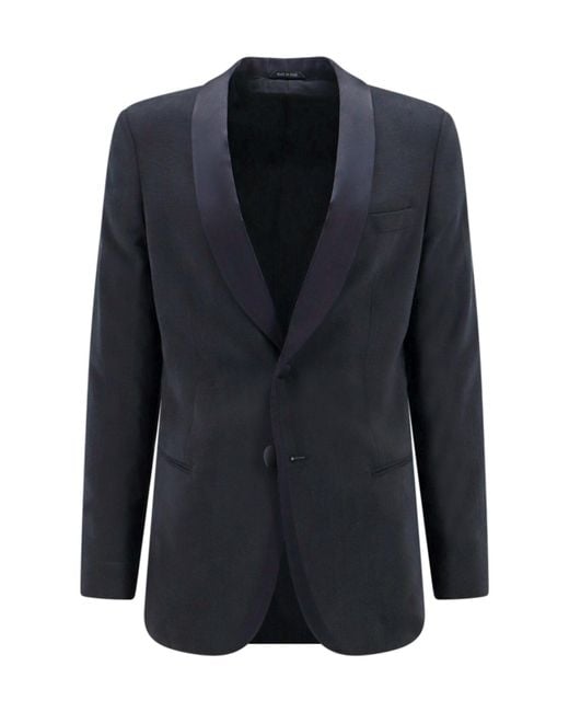 Giorgio Armani Blue Single-Breasted Twill Blazer for men