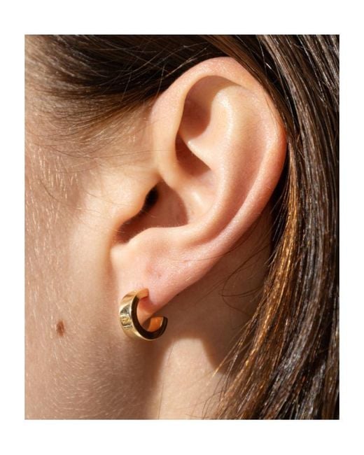 MM6 by Maison Margiela Metallic Engraved Logo Hoop Earrings
