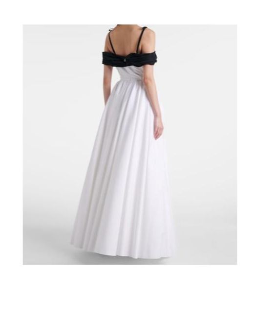 Giambattista Valli White Cutout Ruched Off-Shoulder Cotton Gown
