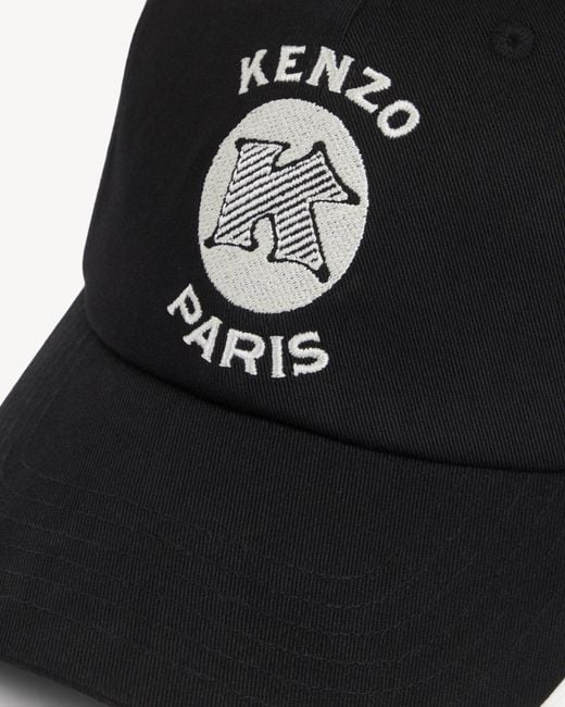 KENZO Black Logo Embroidered Baseball Cap for men