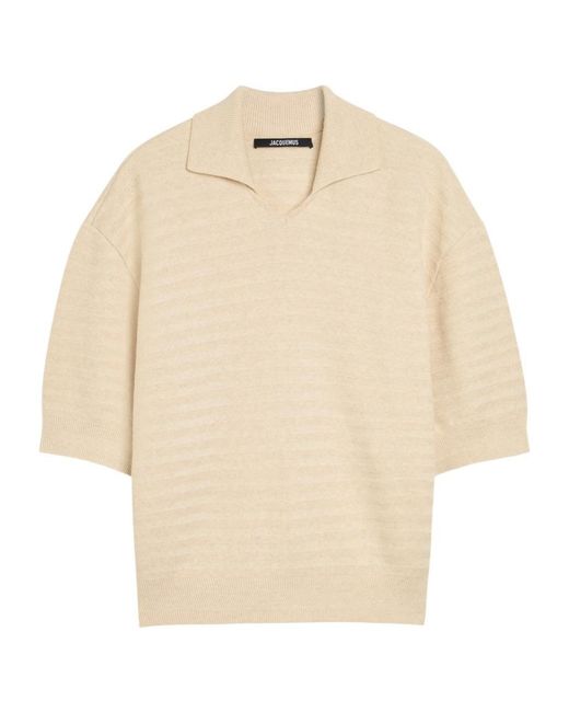 Jacquemus Natural Le Polo Maille Striped Cotton-Blend Polo Shirt for men