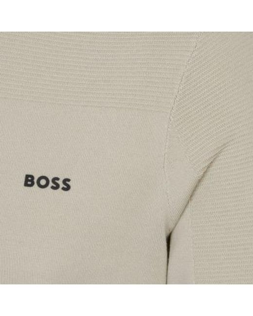 Boss White Ribbed Crew-Neck Sweater for men