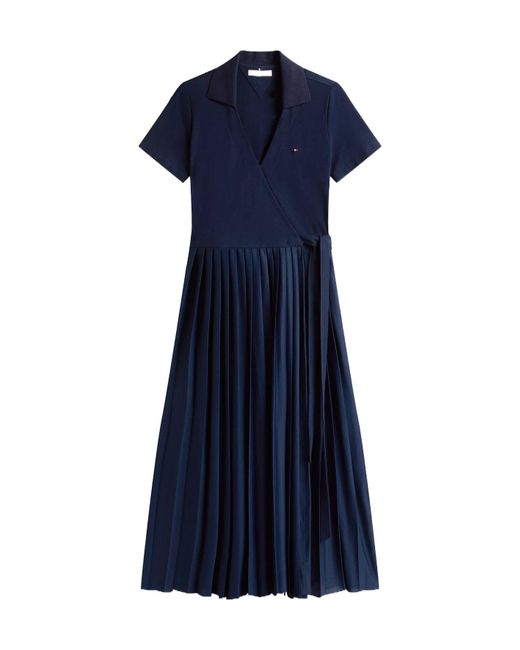 Tommy Hilfiger Midi Wrap Polo Dress in Blue | Lyst