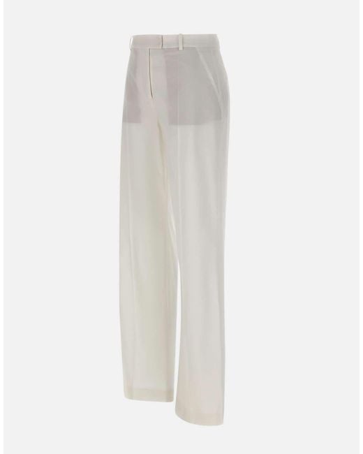 Eleventy White Pleated Straight-Leg Pants