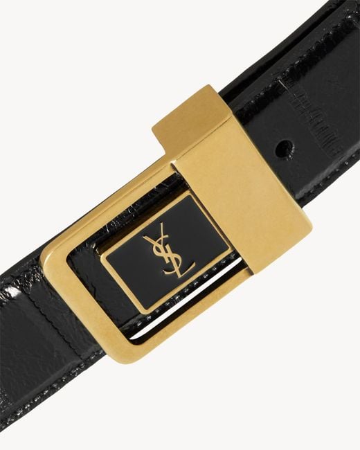 Saint Laurent White Square Buckle Belt