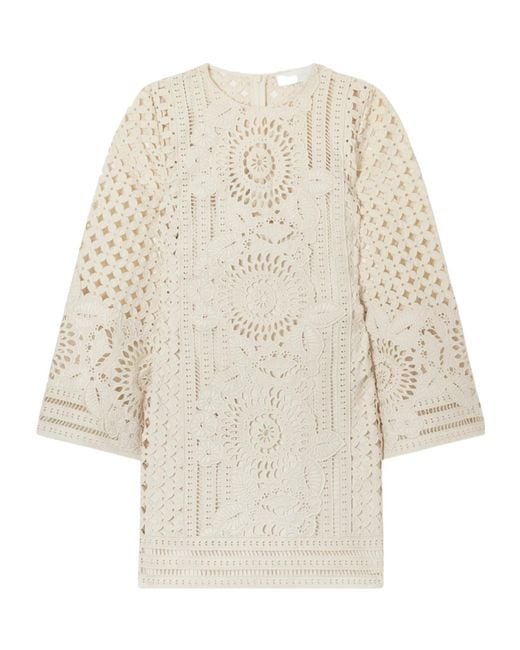 Zimmermann Natural Indra Broderie Anglaise Cotton Mini Dress