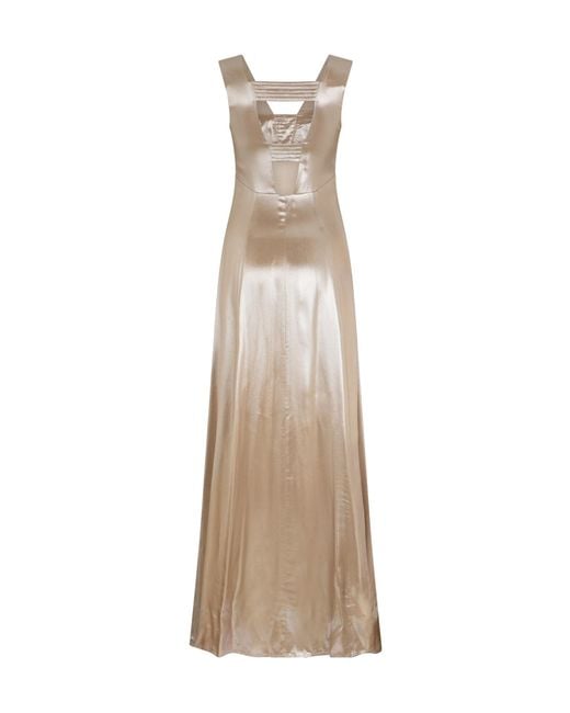 Peserico Natural Laminated Flared Maxi Dress