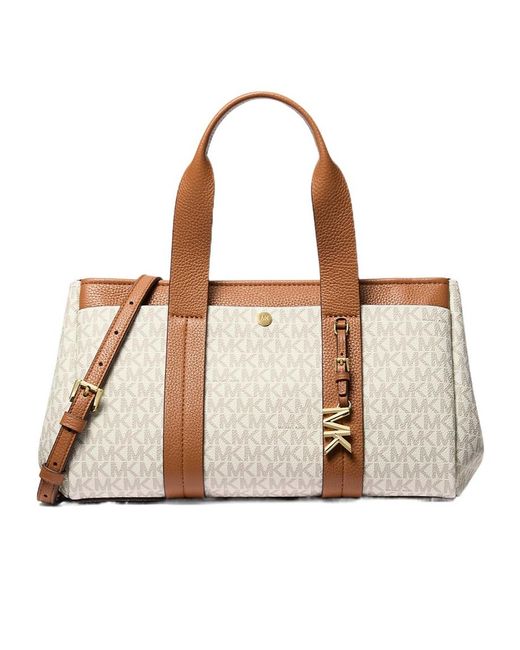 MICHAEL Michael Kors Brown Romee Small Signature Logo Satchel