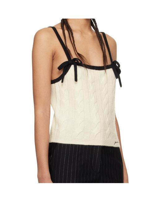 Ganni Multicolor Cashmere Mix Cable Knit Top