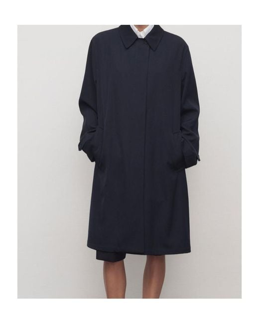 The Row Blue Single-Breasted Long Coat