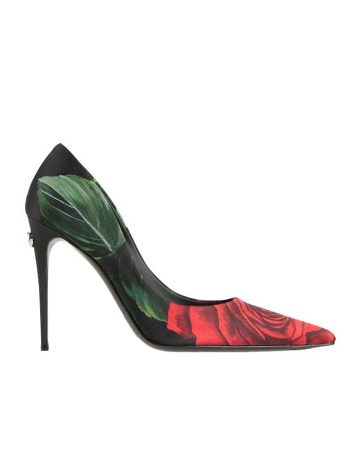 Dolce & Gabbana Green Pointed-Toe Floral High Heels