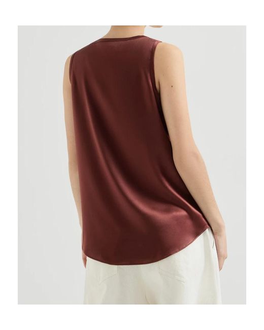 Brunello Cucinelli Purple Stretch Silk Satin Top