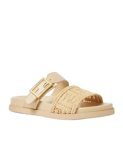 Fendi Metallic Feel Ff Braided Double-Band Slides