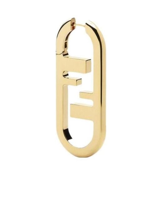 Fendi Metallic Logo Plaque Single Earring