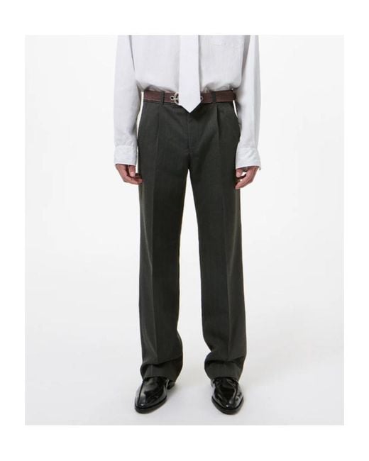 Our Legacy Gray Slack Pleated Straight-Leg Pants for men