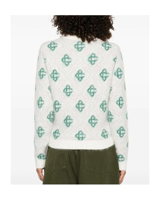 Casablanca Blue Patterned Crew-Neck Sweater