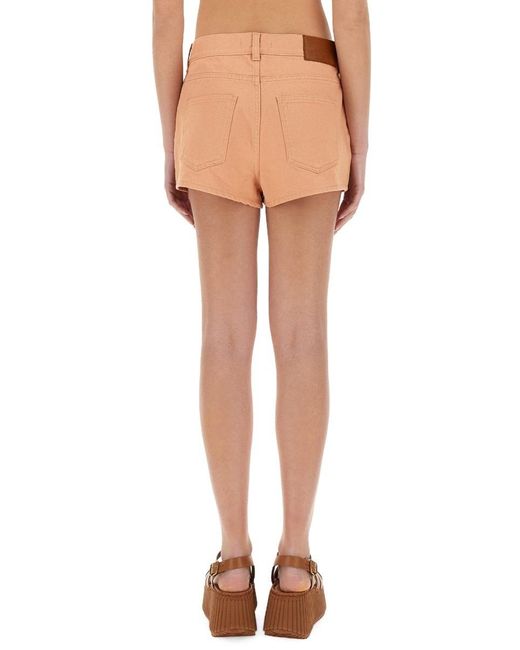 Chloé Natural Chloé High-Waisted Denim Shorts