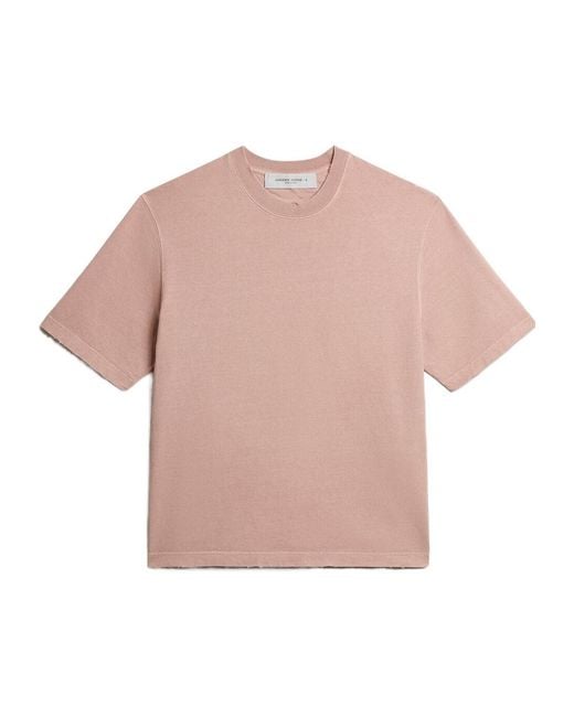 Golden Goose Deluxe Brand Pink Logo Detailed Crewneck T-Shirt for men