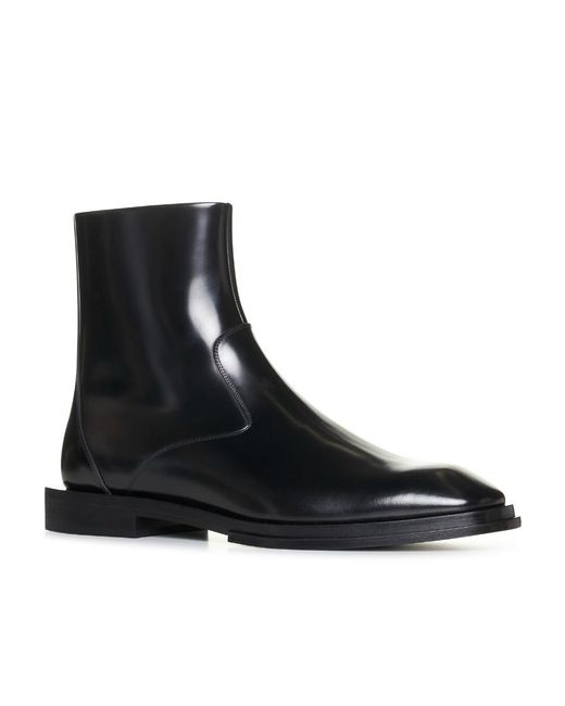 McQueen Black Logo Plaque Zip-Up Boots for men