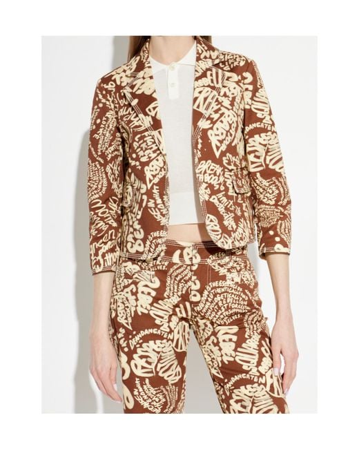 DSquared² Brown Rebel Hibiscus Maggie Jacket