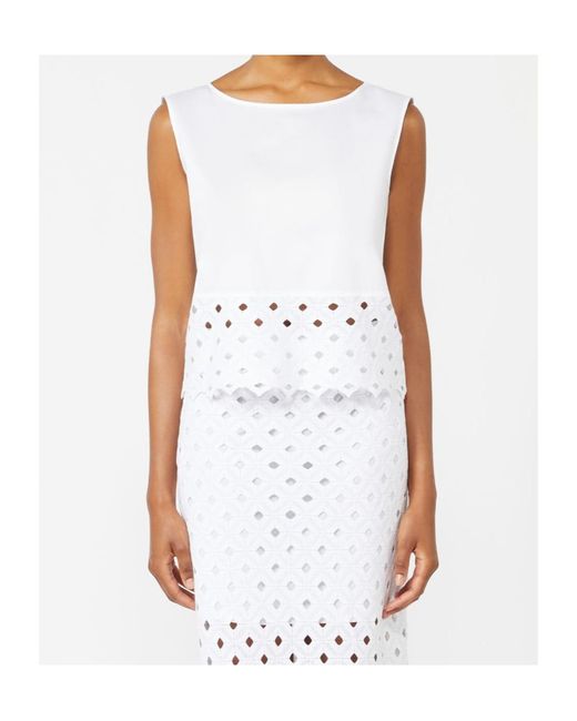Max Mara White Bchmaggio Broderie-Anglaise-Detail Top