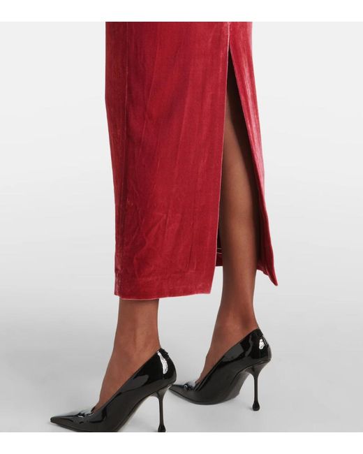 Roland Mouret Red Bow-Detail Velvet Maxi Dress