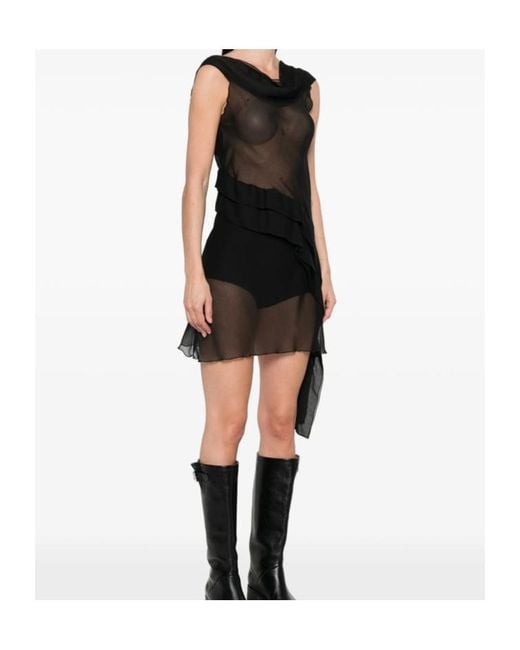 GIMAGUAS Black Boa Mini Dress