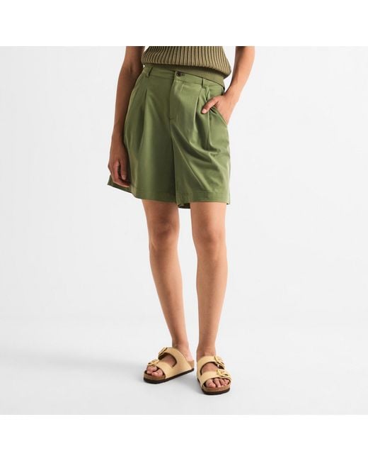 Varley Green Twill Cotton Shorts