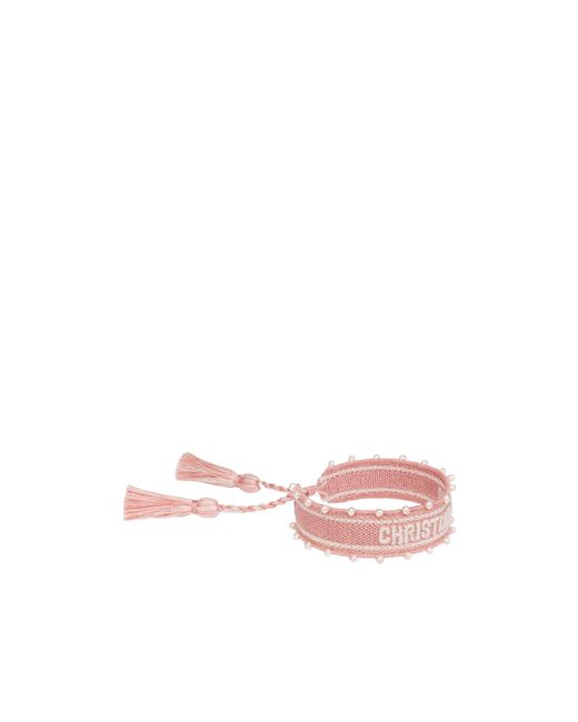 Dior Pink Embroidery And Resin Pearl Bracelet