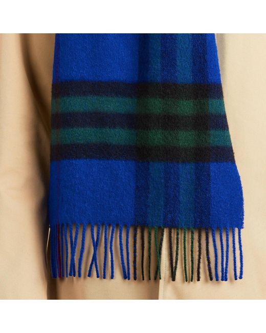 Burberry Blue Plaid Cashmere Scarf