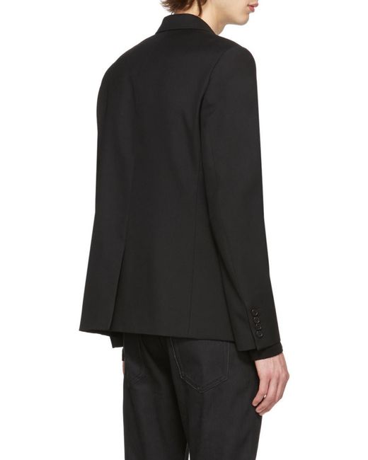 Saint Laurent Black Single-Breasted Straight Collar Jacket for men