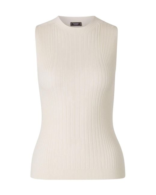 Peserico White Ribbed Sleeveless Top