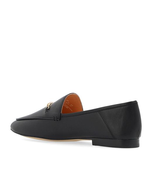 COACH Black Hanna Gold-tone Chain Leather Loafers