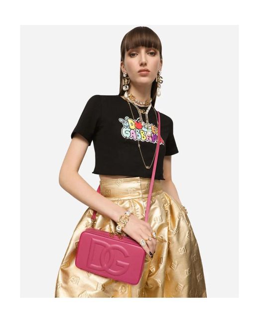 Dolce & Gabbana Pink Logo-Embossed Small Camera Bag