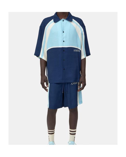 Amiri Blue Panel Oversized Camp Shirt for men