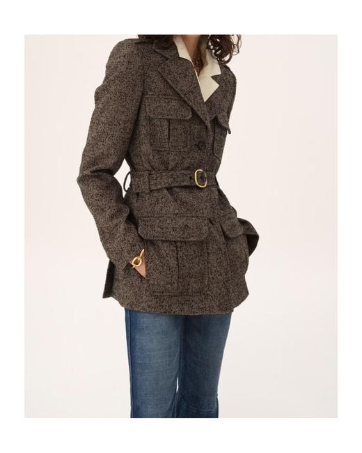 Chloé Brown Herringbone Jacket