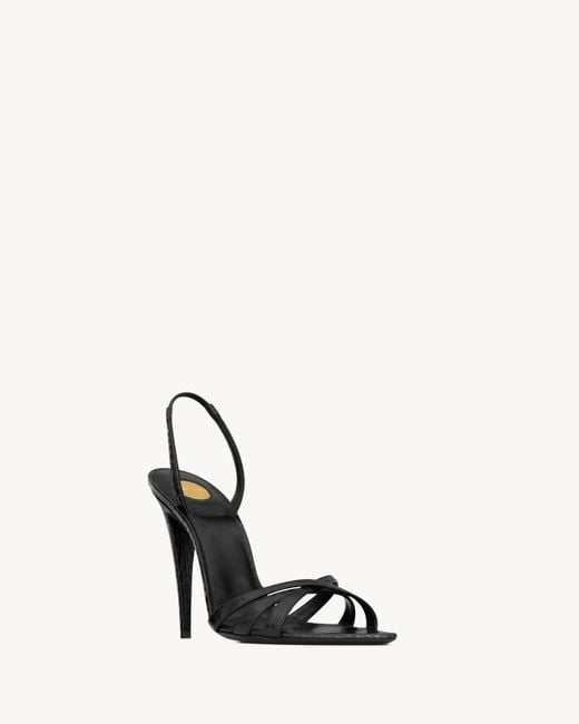 Saint Laurent Metallic Kate Slingback Heeled Sandals