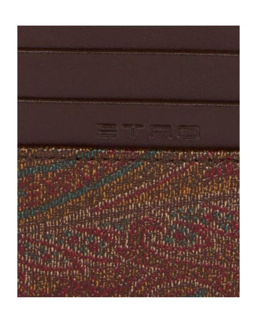 Etro Brown Arnica Zip Card Holder for men