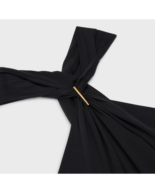 Céline Black Draped Barrette Dress