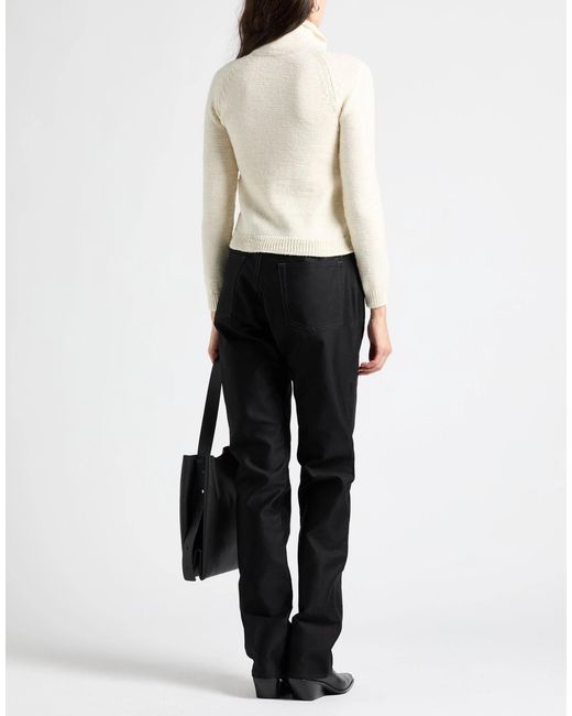 Maison Margiela White Solid Wool Long-Sleeve Coat